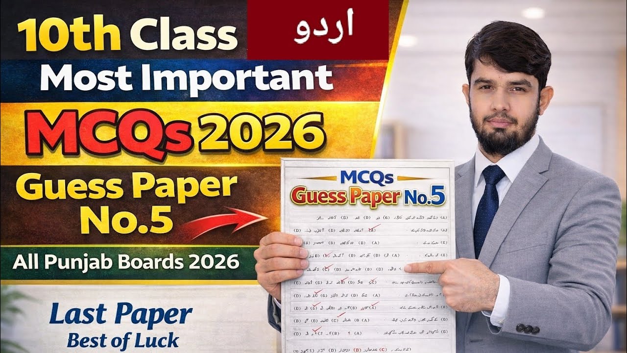 10Th Class Urdu MCQs Guess Paper 2026 | 10Th Class Urdu Most Important MCQs 2026 