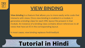 VIEW BINDING : Easy & Important Concept | Android Studio | In Hindi