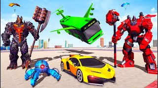 Flying Bus Robot Car - Hammer Robot Transform Game Game Inferno Gameplay #1 screenshot 5