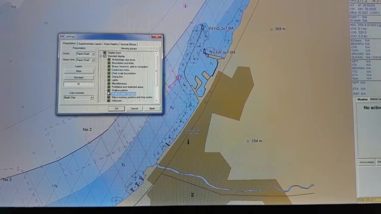 Turning on/off the isolated dangers in shallow waters.