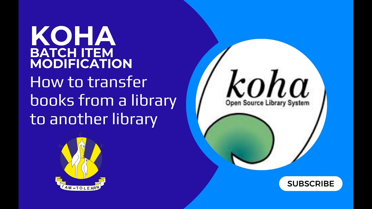 Tcs Library How to transfer books from a library to an other library in TCS Koha ...