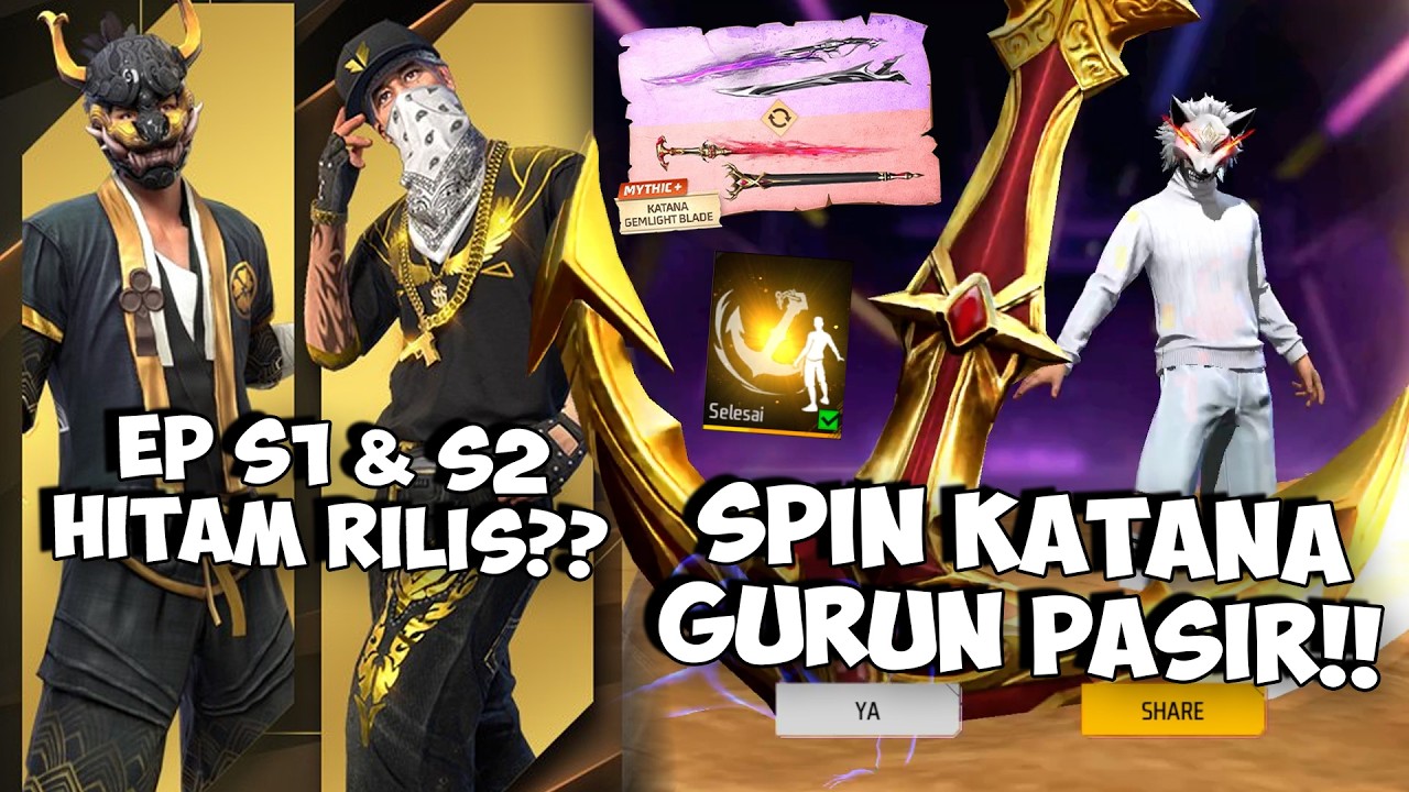 ELITE PASS HITAM RILIS ?? Borong Spin Finishing Move Gurun Pasir & Katana Gemlight Blade Terbaru