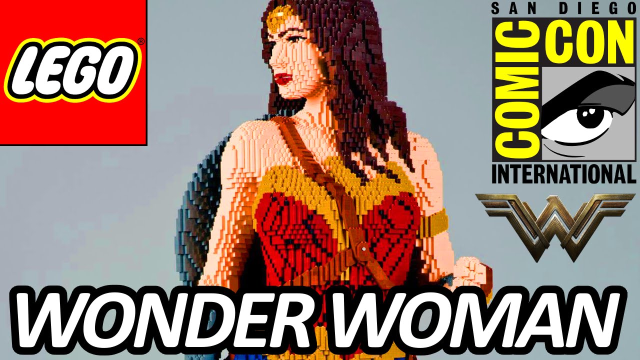 LEGO WONDER WOMAN Gal Gadot Life Sized Lego Statue at SDCC 2016 Comic