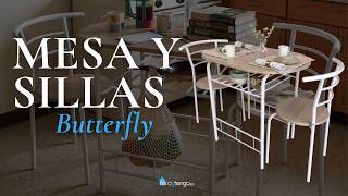 Conjunto Mesa Cocina Y 2 Sillas Butterfly Fija Color Blanco Y Roble Sonoma - Miroytengo.es