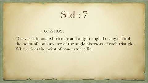The Point Of Concurrence of the Angle Bisectors In Right Angled Triangle