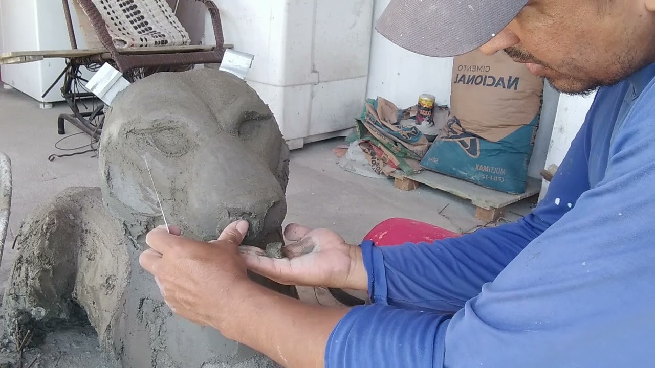 como fazer a boca de um tigre de cimento,  tem passo a passo completo no canal 👇