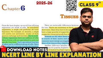 Tissues - Class 9 Science Chapter 6 | Full Chapter | 2025-26 Session