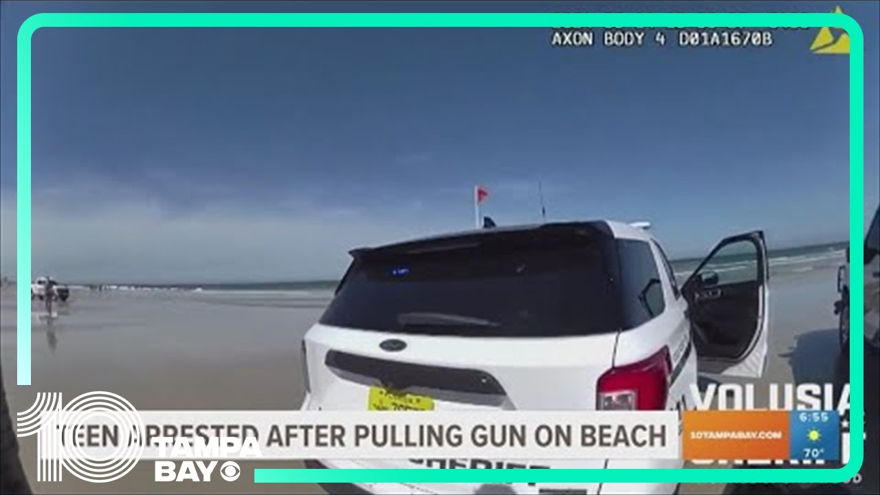 Teen arrested after pulling gun on beach in New Smyrna, Florida - YouTube