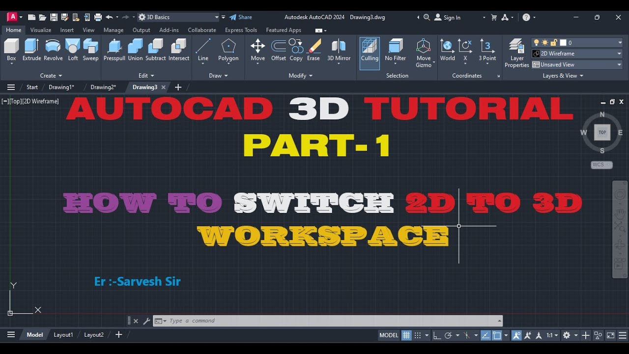 AutoCAD 3D Basic Tutorial for Beginners Part - 1 | Autocad #3d #2d # ...