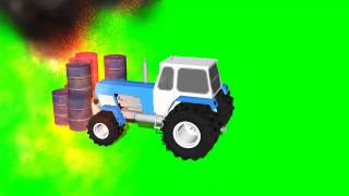 Traktor collides with petrol barrels - explosion - 