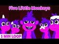 [1 MIN LOOP] Five Little Monkeys | Fun 3D Animated English for Babies & Toddlers @MonkeyRhymesHub