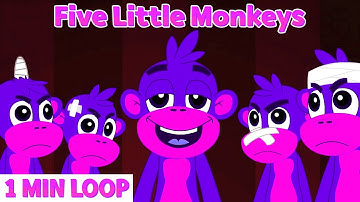[1 MIN LOOP] Five Little Monkeys | Fun 3D Animated English for Babies & Toddlers @MonkeyRhymesHub