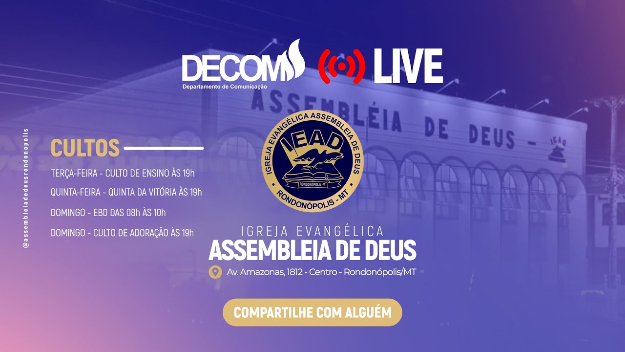 BATISMO - AO VIVO - 07/12/2024 - DECOM LIVE - IEAD - RONDONÓPOLIS - YouTube