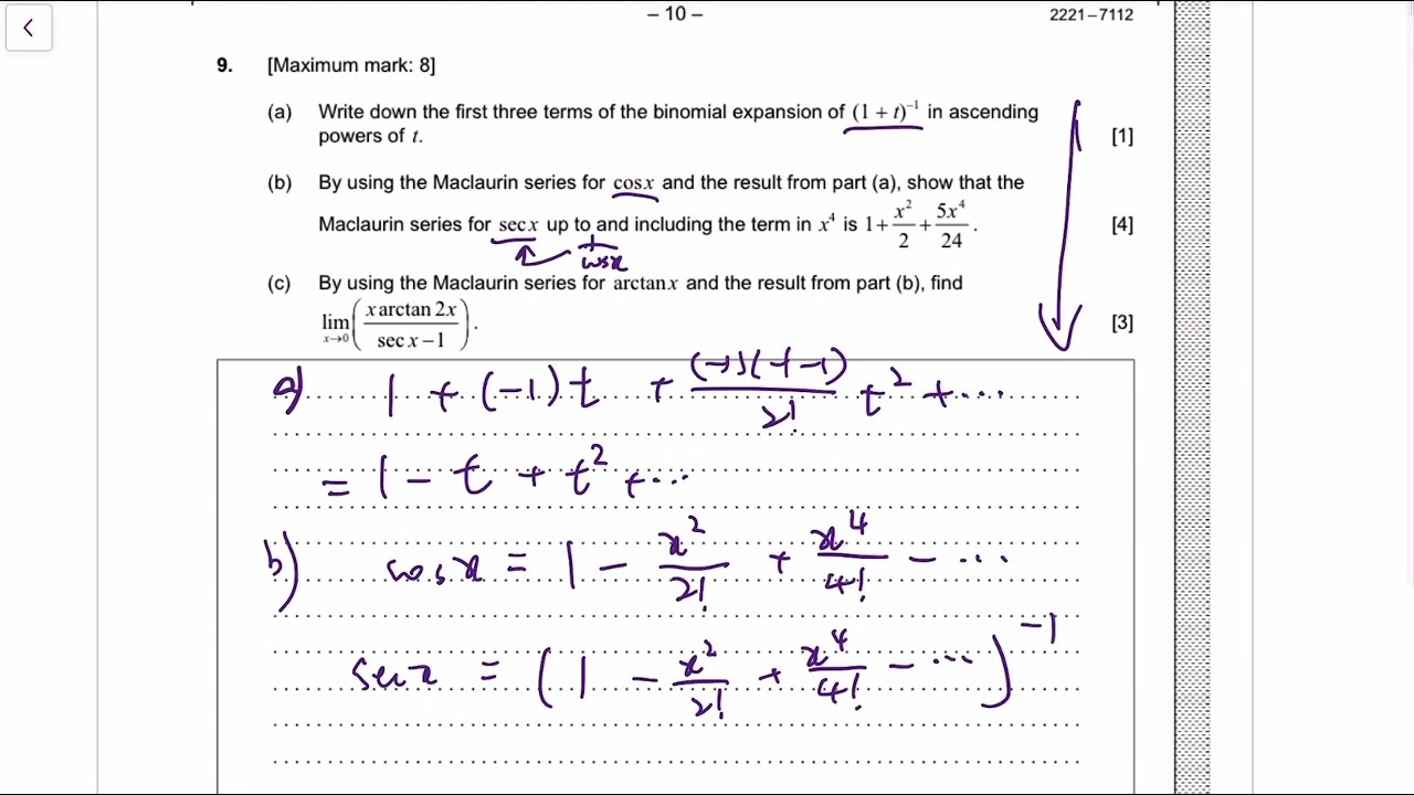 IB Math AA 2021 May TZ2 Paper 2 HL Q9 - Macluarin Series - YouTube