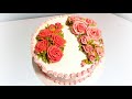 Оформляем торт розами(крем БЗК). /Decorating the cake with roses(protein custard).