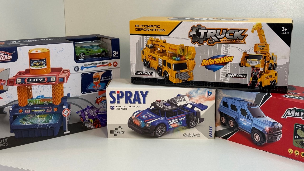 4 Toy Unboxing! Transformation Truck, Car Wash Set, Spray Police Car & Armored Vehicle!”