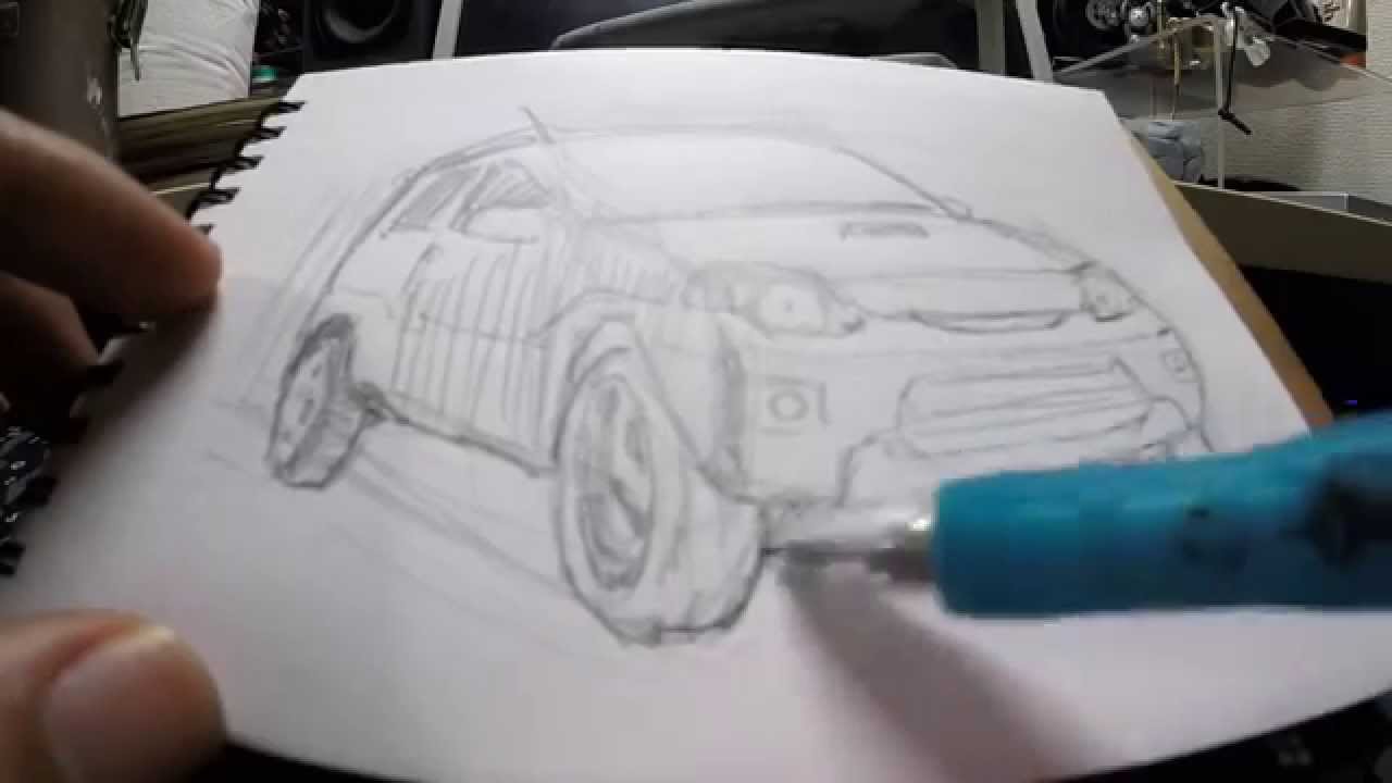 水彩画の描き方 「自動車」 水彩画準備編 Rough Drawing 8 「car