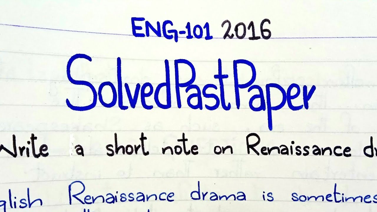Solved Past Paper 2016 #ENG-101 #Literature #PunjabUniversity #PU