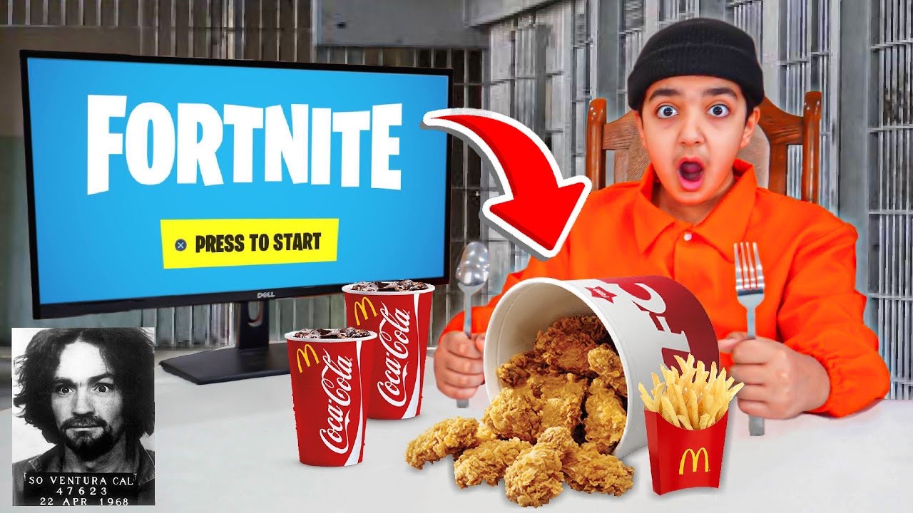 Little Brother Eats Death Row Inmates Last Meals For Every Kill In Fortnite...