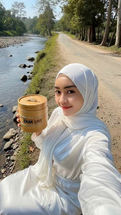 Gadis Berjilbab Sedang Menikmati Pemandangan