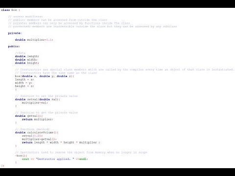 Classes and Objects in C++ (public and private members, constructor ...