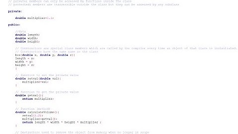 Classes and Objects in C++ (public and private members, constructor, destructor)