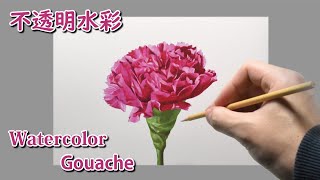水彩画 ガッシュ] 2時間30分で描くリアルなカーネーションのメイキング