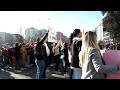 Raw Video: Students displayed red signs during protest at the Ministry of Education