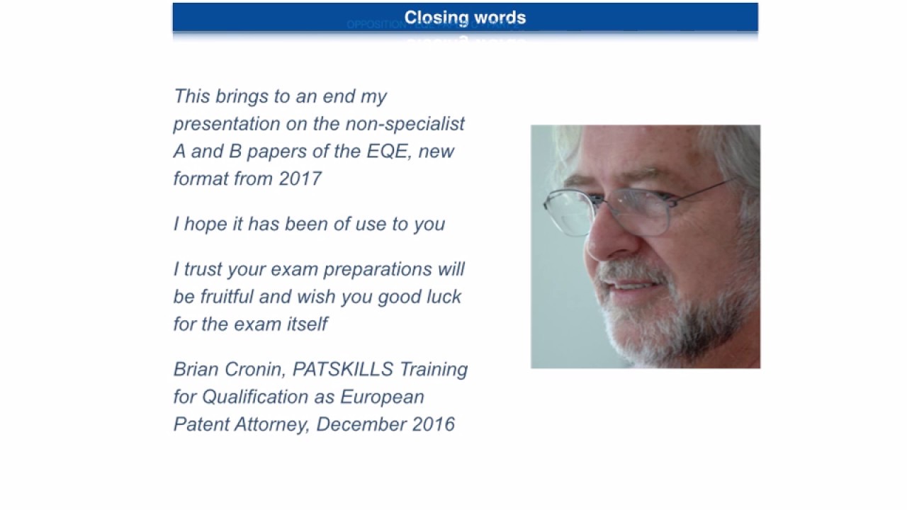 Non-specialist Papers A and B of the EQE - YouTube
