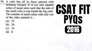 CSAT PYQ-2016|| A cube has all its faces painted with different colours. It is cut into smaller…..