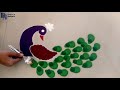 simple and easy peacock rangoli design//DN Crafts and designs