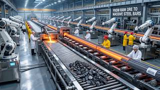 Inside the Steel Plant: From Raw Ore to Massive Steel Bars (Full Process) | 8K Factory ASMR