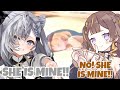 Zeta and Anya fight over ame on the ground