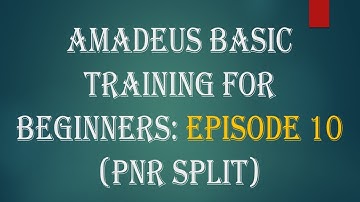Amadeus Basic Training for Beginners Ep 10 (PNR SPLIT)