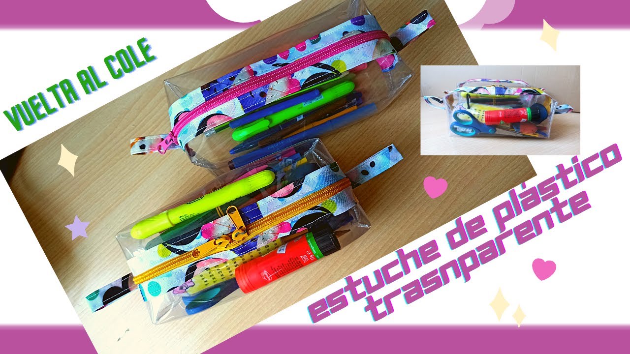 🖍 ESTUCHE DE PLASTICO transparente 📐📏 LAPICERA transparente
