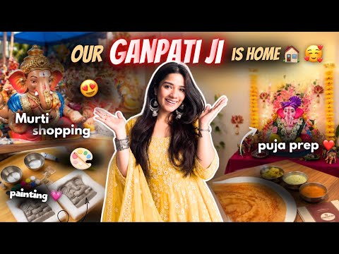 OUR GANPATI JI IS HOME! ❤️ | Ganpati Puja Prep, Murti Shopping & Family Vlog