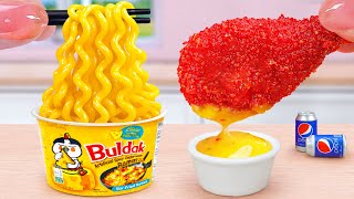Best Korean Street Food 😍 Delicious Miniature Fried Chicken and Buldak Noodles 💗 Tina Mini Cooking