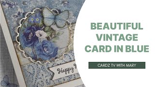 BEAUTIFUL VINTAGE CARD USING STAMPERIA BLUE LAND PAPER PAD &amp; A NEW SKETCH 