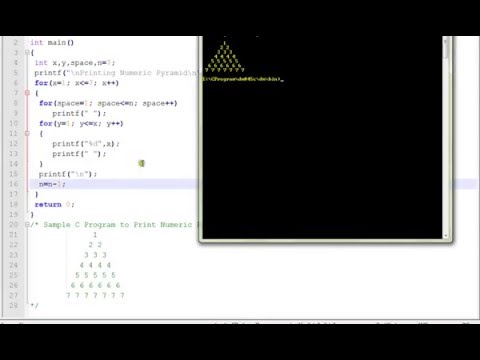 C PROGRAM TO PRINT NUMERIC PYRAMID