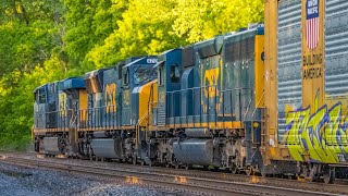 CSX M636-30 with CSX 4706 Flared Mac, 4386 SD40-3 trailing at Palmyra NY crossing 5-31-26 