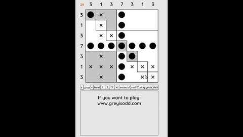 Grey is Odd - Today grids. Solution level 1 7X7 dated 07-08-2024 #logicpuzzles #logicgames  #games