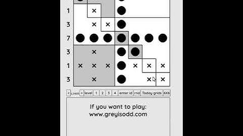 Grey is Odd - Today grids. Solution level 1 7X7 dated 07-08-2024 #logicpuzzles #logicgames  #games