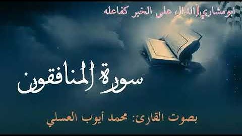 سورة المنافقون بصوت القارئ : محمد أيوب العسلي 1440 .