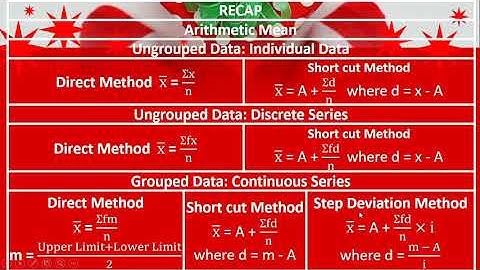 ARITHMETIC MEAN FORMULA RECAP BY DR SHOBHA EDWARD