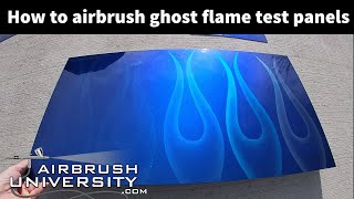 How to airbrush several ghost flames on test panels. Inspire solvent based paints used.