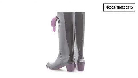 Wellies Black & Violet High Heel | Boomboots