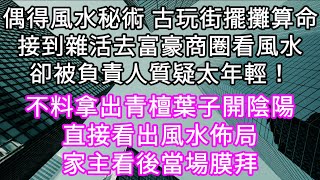 偶得風水秘術 古玩街擺攤算命接到雜活去CBD商圈看風水卻被負責人懷疑太年輕 拿出青檀葉子開陰陽眼直接看出風水佈局缺陷周圍人都看傻了眼 #心書時光 #為人處事 #生活經驗 #情感故事 #唯美频道 #爽文