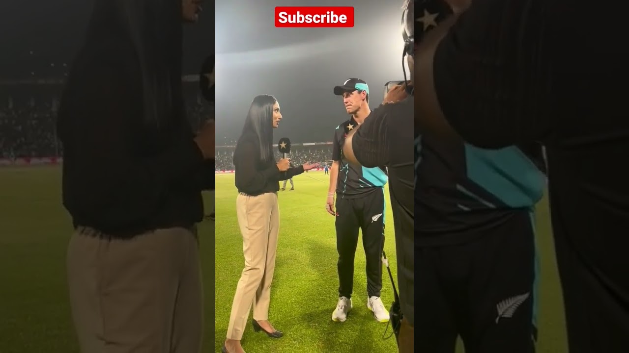 Zainab Abbas with Matt Henry who takes Hat trick  | Pakistan vs New Zealand match 