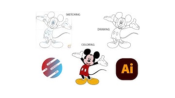 How to illustration of mickey mouse (2023) in adobe illustrator.