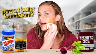 Makeup Routine Using ONLY Food?!😰